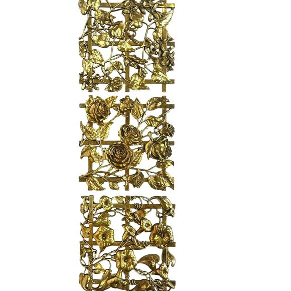 Syroco Carved Wooden Floral Gold Hollywood Regency MCM Retro Style Wall Art-3 - Picture 4 of 11